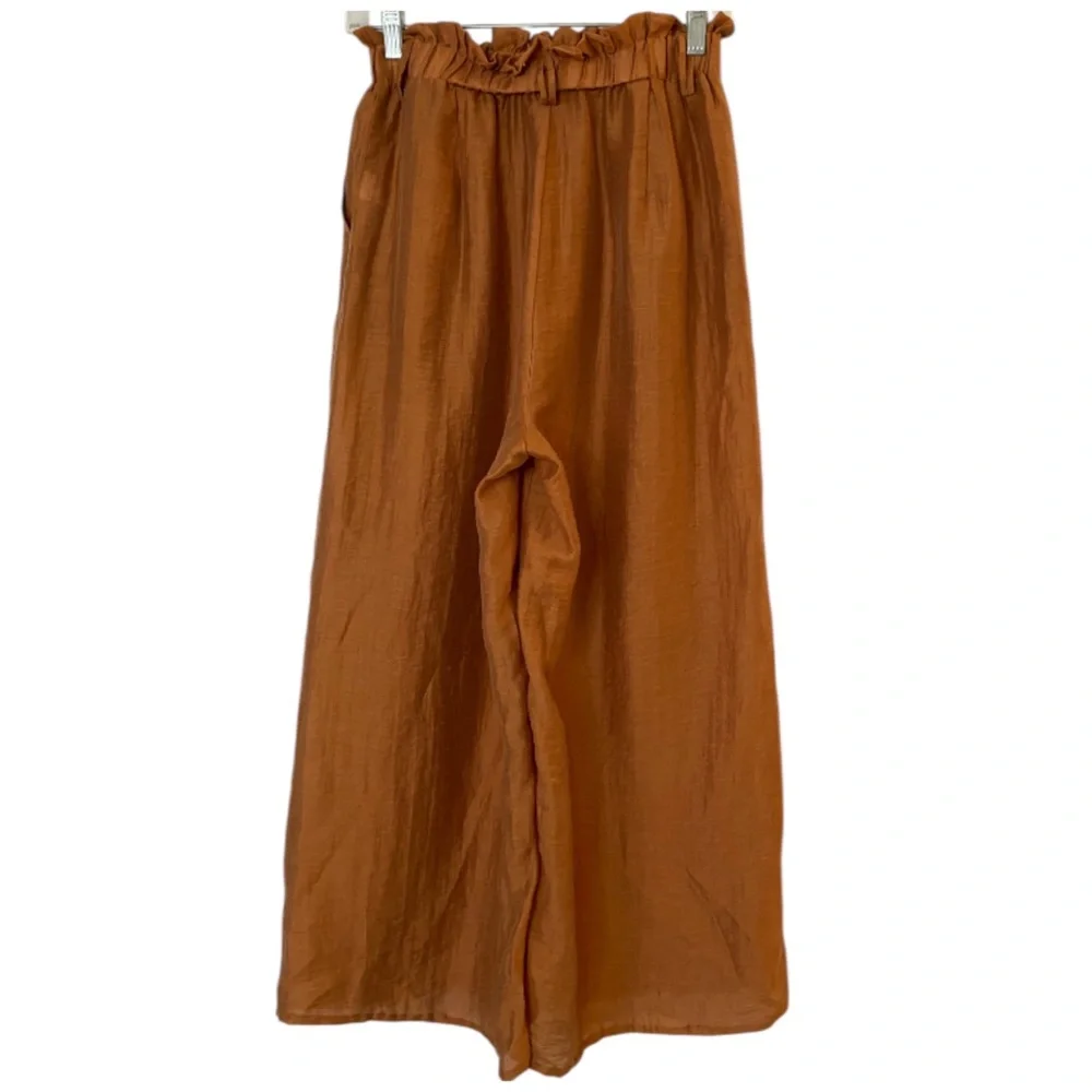 Lost + Wander Anthropologie Wide Leg Pants Silk Linen Boho Lagenlook Sz XS - Picture 4 of 6